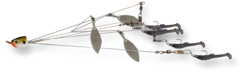 Umbrella Rig 5 Arm White Silver Flake 3 Blade Jr - New